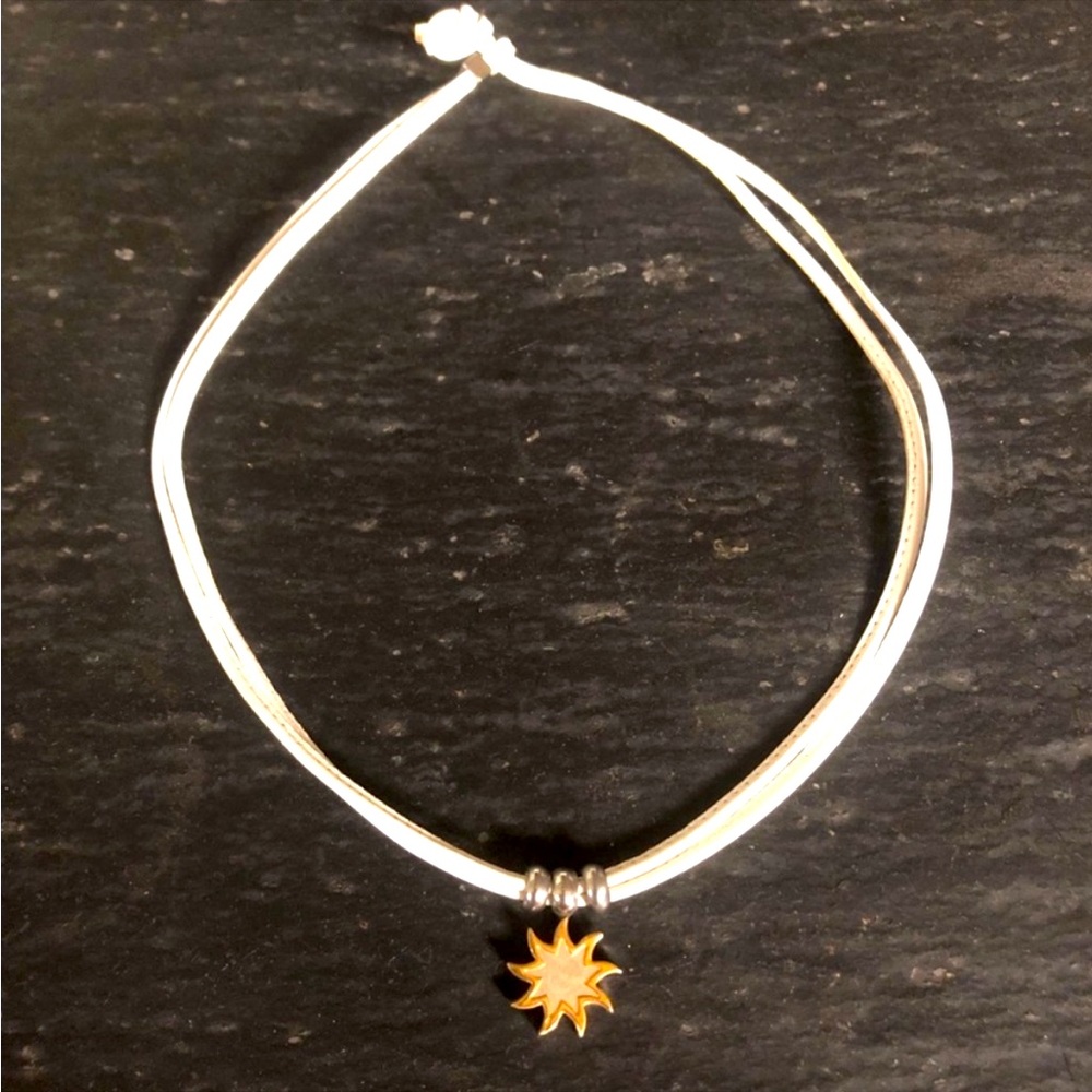 NOMINATION ITALY] Gold Silver Metal Sun motive White leather Necklace